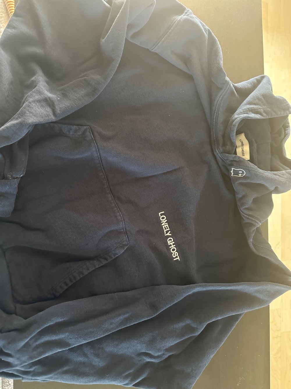 LONELY GHOST Navy Pullover Hoodie with Small Logo